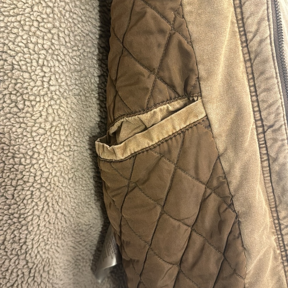LEVI’S Washed Cotton Brown Jacket Removable Hood Snap/Zipper Front Size Small - Picture 10 of 14